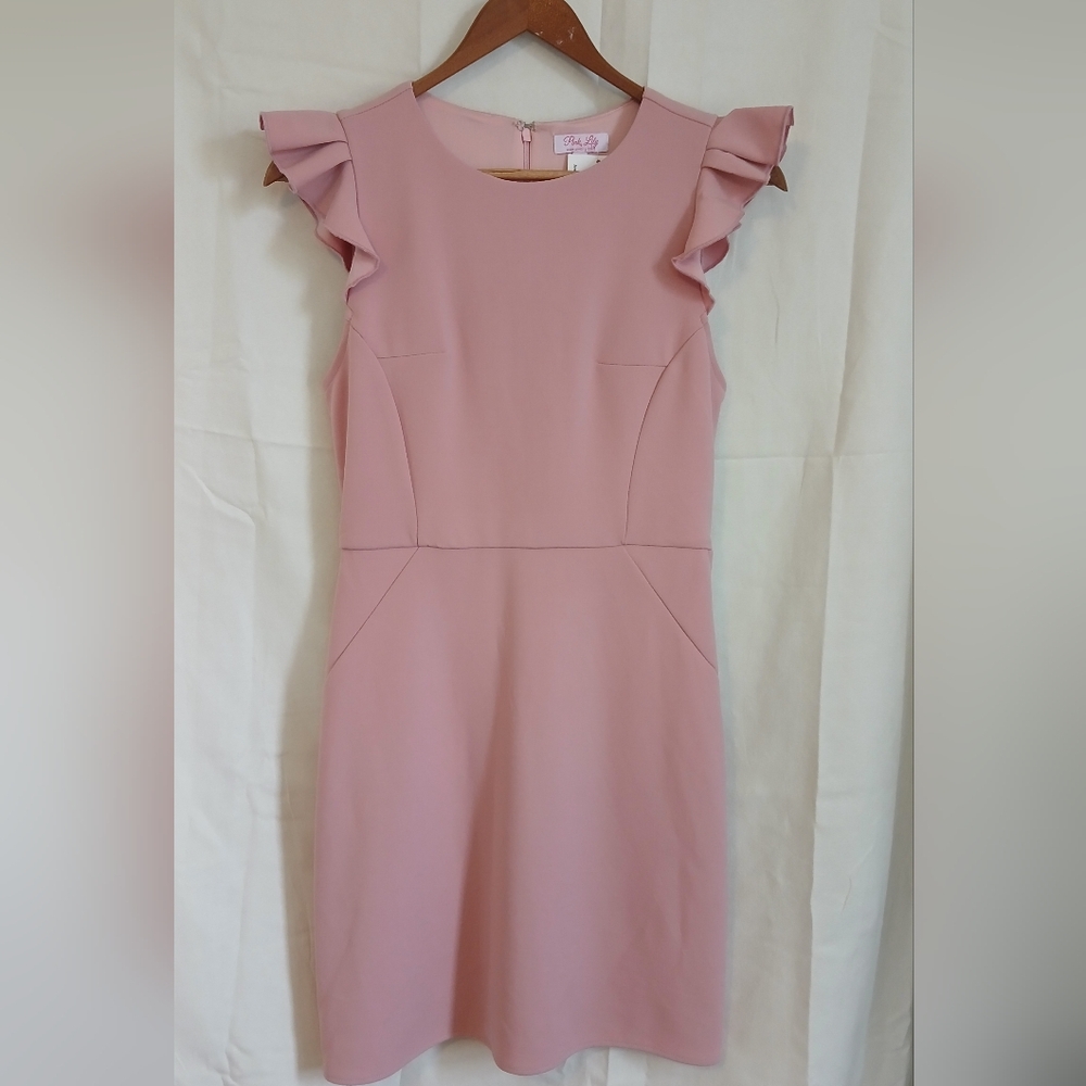 Pink Lily Blush Ruffle Sleeve Mini Dress